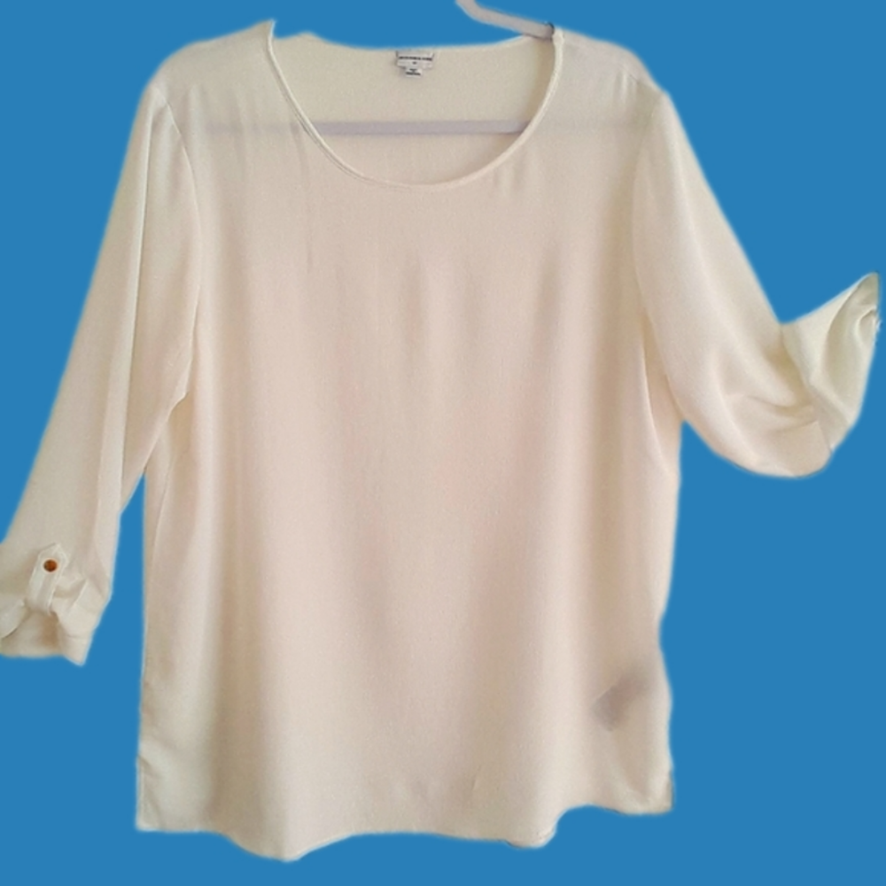 Jacqueline de Yong Crepe White Boxy 3/4 sleeve blouse Sz 42(fits 10-12)
